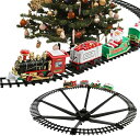 クリスマススチームトレインセット クリスマス 電車 レールセット 音とライト付き 電車車両 クリスマスツリー トレイントラックおもちゃ 室内遊び場 鉄道玩具 知...
