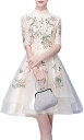 レディース パーティードレス イブニングドレス ドレス ワンピース フォーマルドレス 結婚式ドレス ミドル丈ドレス ショートドレス エレガント 花柄 刺繍 披露...