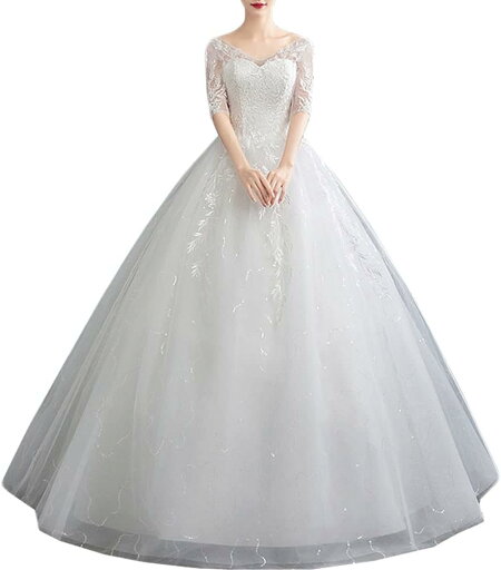 レディース 花嫁ワンピース ウェディングドレス ドレス 結婚式ドレス ロングドレス ワンピース フォーマルドレス 宴会ドレス 半袖 Vネック 刺繍 エレガント 結婚式 披露宴 二次会 演奏会 パーティ レディース 花嫁ワンピース ウェディングドレス ドレス 結婚式ドレス ロングドレス ワンピース フォーマルドレス 宴会ドレス 半袖 Vネック 刺繍 エレガント 結婚式 披露宴 二次会 演奏会 パーティ