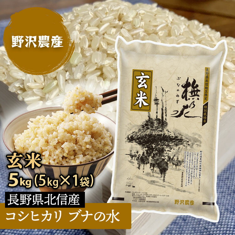 新米 令和4年産 玄米 特別栽培米 コシヒカリ お米 5kg ブナの水 特A産地 長野県産 北信産 米 こしひかり 5キロ 送料無料 ギフト