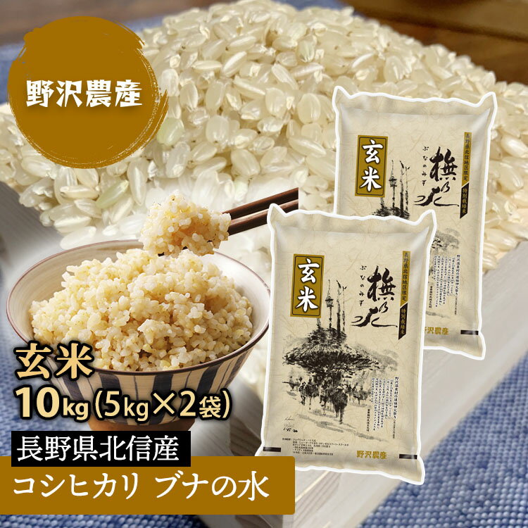 新米 令和3年産 玄米 10kg コシヒカリ お米 5kg×2袋 特別栽培米 10キロ ブナの水 特A産地 長野県産 北信産 送料無料 【あす楽】 米 こしひかり 翌日配達 ギフト 送料込み 沖縄送料2500円