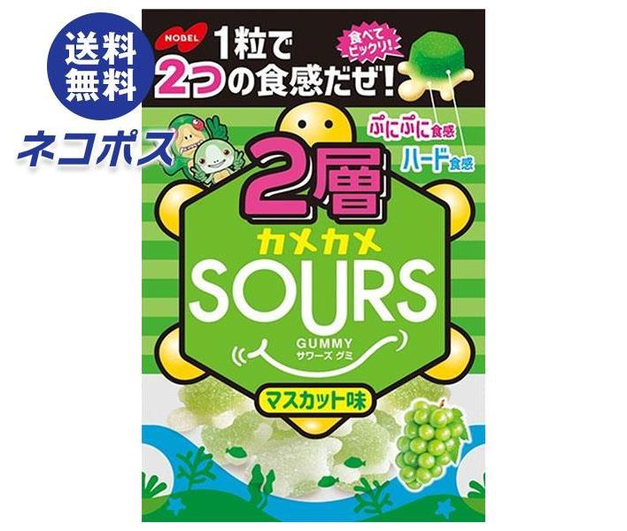 【全国送料無料】【ネコポス】ノーベル製菓 2層カメカメサワーズ(SOURS) マスカット 45g×6個入｜お菓子 グミ 弾力ハードグミ おやつ マスカット