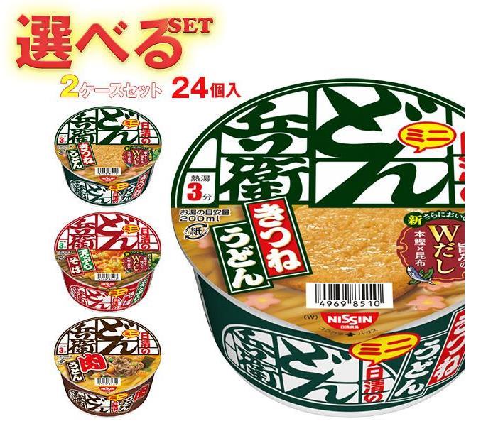 日清食品 日清のどん兵衛ミニ 選べる2ケースセット 24(12×2)個入｜ 送料無料 きつねうどん 天ぷらそば 肉うどん インスタント麺 即席