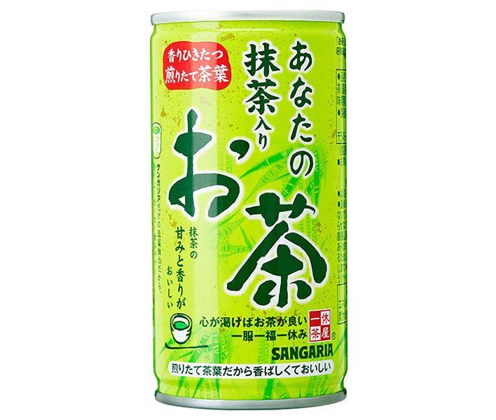 サンガリア 一休茶屋 あなたの抹茶入りお茶 190g缶 30本入｜ 送料無料 お茶 缶 緑茶 抹茶 茶葉