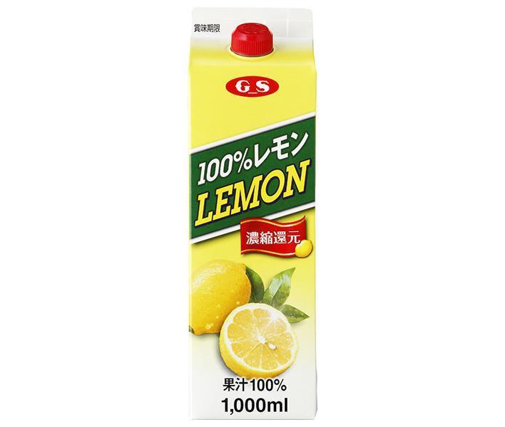 ジーエスフード GS 100％レモン 1000ml紙パック×6本入×(2ケース)｜ 送料無料 果汁飲料 レモン 希釈用 料理用 飲料用