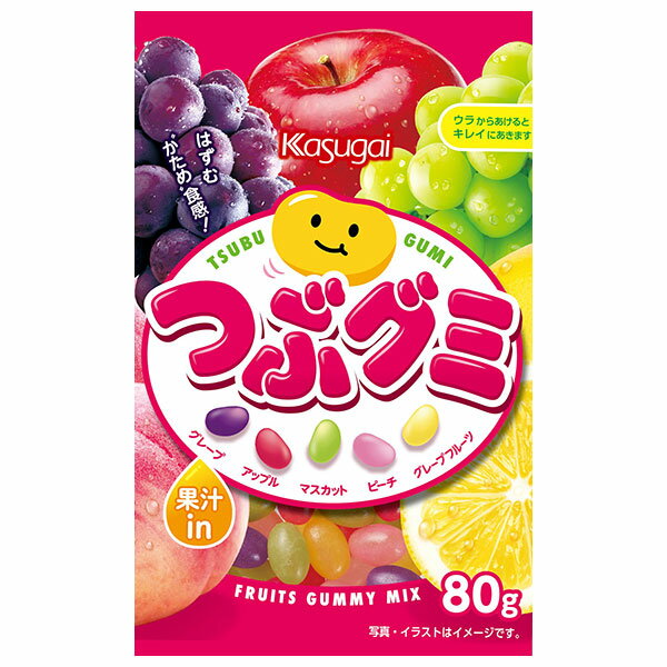 【全国送料無料】【ネコポス】春日井製菓 つぶグミ 80g×6袋入｜ お菓子 グミ 袋 硬め食感 5種のフルーツ味