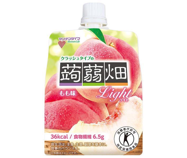 販売元:株式会社マンナンライフ 商品区分:特定保健用食品 広告文責：株式会社のぞみマーケット 電話番号:072-521-3222 製造国:日本JANコード:4902738501018 原材料 果糖ぶどう糖液糖(国内製造)、難消化性デキストリン、エリスリトール、もも果汁、洋酒、果糖、こんにゃく粉/ゲル化剤(増粘多糖類)、酸味料、乳酸Ca、香料、甘味料(スクラロース) 栄養成分 (1食(150g)あたり)エネルギー36kcal、タンパク質0g、脂質0g、炭水化物18.7g、糖質12.2g、食物繊維6.5g、食塩相当量0.12g、リン12mg、カリウム46mg 内容 ※摂取上の注意 摂り過ぎあるいは体質・体調によりおなかがゆるくなることがあります。多量摂取により疾病が治癒したり、より健康が増進するものではありません。他の食品からの摂取量を考えて適量を摂取してください。 賞味期間 (メーカー製造日より)6ヶ月 名称 洋生菓子 保存方法 高温、直射日光、冷凍を避けて保存してください 備考 販売者:株式会社マンナンライフ群馬県富岡市富岡2690-1 ※当店で取り扱いの商品は様々な用途でご利用いただけます。 御歳暮 御中元 お正月 御年賀 母の日 父の日 残暑御見舞 暑中御見舞 寒中御見舞 陣中御見舞 敬老の日 快気祝い 志 進物 内祝 %D御祝 結婚式 引き出物 出産御祝 新築御祝 開店御祝 贈答品 贈物 粗品 新年会 忘年会 二次会 展示会 文化祭 夏祭り 祭り 婦人会 %Dこども会 イベント 記念品 景品 御礼 御見舞 御供え クリスマス バレンタインデー ホワイトデー お花見 ひな祭り こどもの日 %Dギフト プレゼント 新生活 運動会 スポーツ マラソン 受験 パーティー バースデー