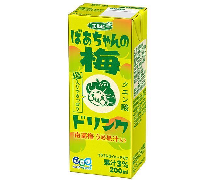 エルビー ばあちゃんの梅ドリンク 200ml紙パック×24本入×(2ケース)｜ 送料無料 野菜飲料 梅 うめ ジュースのサムネイル
