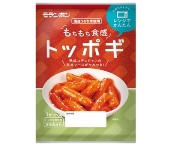 JANコード:4902807372631 原材料 トッポギ用もち(米粉(米(国産))、澱粉、食塩/pH調整剤、グリシン、酒精)専用調味料(糖類(砂糖、水あめ、異性化液糖)、コチュジャン、醤油、アミノ酸液、醸造酢、唐辛子、食塩、ゴマ、ニンニク、みそ、ペア果汁、玉ネギ、ポークエキス、食用植物油脂、トマトケチャップ/増粘剤(加工澱粉、キサンタン)、パプリカ色素、調味料(核酸)、(一部に大豆・小麦・ごま・豚肉を含む)) 栄養成分 (1パック当たり)エネルギー289kcal、たん白質4.8g、脂質1.0g、炭水化物65.8g、食塩相当量2.2g 内容 カテゴリ：一般食品、インスタント食品サイズ:165以下(g,ml) 賞味期間 (メーカー製造日より)240日 名称 トッポギ 保存方法 直射日光をさけ、常温で保存 備考 販売者:モランボン株式会社東京都府中市晴見町2-16-1 ※当店で取り扱いの商品は様々な用途でご利用いただけます。 御歳暮 御中元 お正月 御年賀 母の日 父の日 残暑御見舞 暑中御見舞 寒中御見舞 陣中御見舞 敬老の日 快気祝い 志 進物 内祝 %D御祝 結婚式 引き出物 出産御祝 新築御祝 開店御祝 贈答品 贈物 粗品 新年会 忘年会 二次会 展示会 文化祭 夏祭り 祭り 婦人会 %Dこども会 イベント 記念品 景品 御礼 御見舞 御供え クリスマス バレンタインデー ホワイトデー お花見 ひな祭り こどもの日 %Dギフト プレゼント 新生活 運動会 スポーツ マラソン 受験 パーティー バースデー