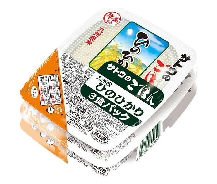 サトウ食品 サトウのごはん 九州産ひのひかり 3食パック (200g×3食)×12個入×(2ケース)｜ 送料無料 レトルト ご飯 米 パックご飯