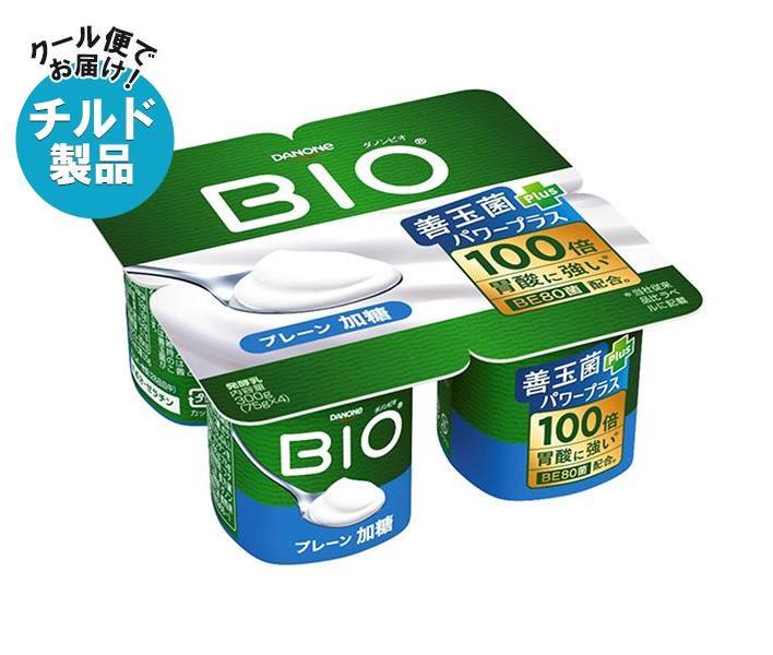 【チルド(冷蔵)商品】ダノンジャパン ダノンビオ BIO プレーン・加糖 (75g×4)×6個入×(2ケース)｜ 送料無料 ダノン ヨーグルト 砂糖 ダノンヨーグルト