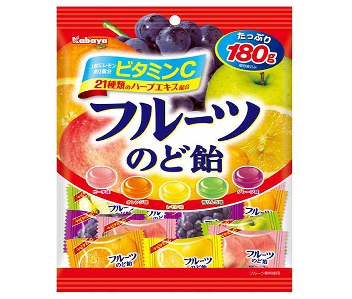 カバヤ フルーツのど飴 180g×10袋入×(2ケース)｜ 送料無料 あめ キャンディ レモン 桃 ぶどう オレンジ りんご