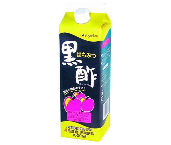 ヨーグルトン乳業 はちみつ黒酢 4倍濃縮 1000ml紙パック×8本入｜ 送料無料 黒酢飲料 はちみつ