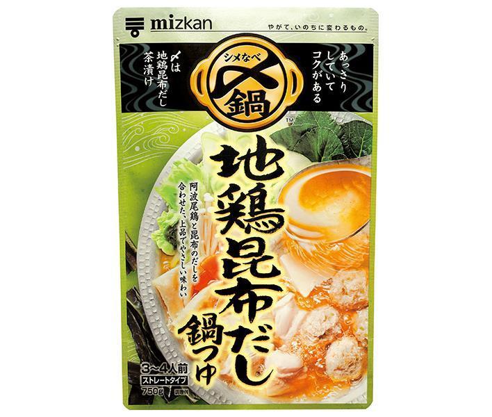 ミツカン 〆まで美味しい 地鶏昆布だし鍋つゆ ストレート 750g×12袋入｜ 送料無料 一般食品 調味料 鍋..