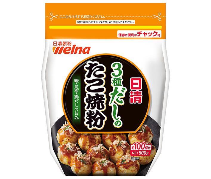 日清ウェルナ 日清 3種だしのたこ焼粉 500g×12袋入| 送料無料 一般食品 調味料 粉末 小麦粉 たこ焼き