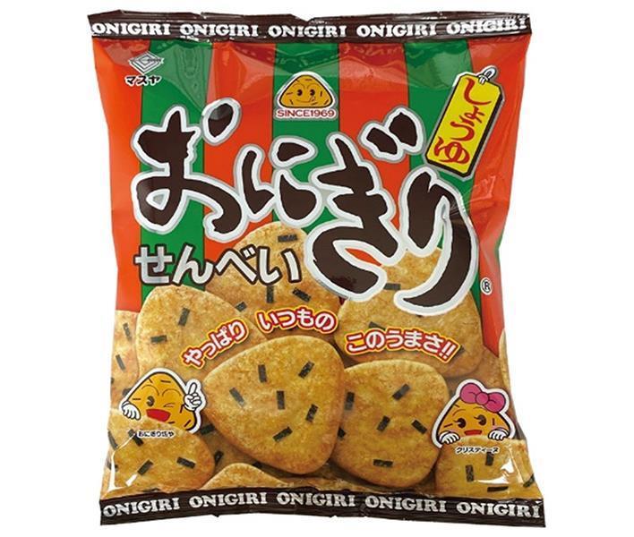 【送料無料・メーカー/問屋直送品・代引不可】マスヤ おにぎりせんべい 92g×12袋入｜ お菓子 おつまみ・せんべい 袋 米菓 醤油 しょうゆ