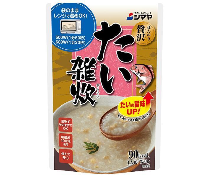 JANコード:4901740710821 原材料 米(国内産)、鶏卵、鯛フレーク、鯛エキス、でん粉、食塩、たん白加水分解物、しょうゆ、こんぶ粉末/調味料(アミノ酸等)、(一部に卵・小麦・大豆・ゼラチンを含む) 栄養成分 (1人前(250g)あたり)エネルギー103kcal、たんぱく質5.5g、脂質1.5g、炭水化物16.5g、食塩相当量1.7g 内容 カテゴリ：一般食品、レトルト食品サイズ：235～365(g,ml) 賞味期間 (メーカー製造日より)18ヶ月 名称 米飯類(ぞうすい) 保存方法 直射日光をさけ、常温で保存してください。 備考 販売者:株式会社シマヤ山口県周南市福川3丁目8-31 ※当店で取り扱いの商品は様々な用途でご利用いただけます。 御歳暮 御中元 お正月 御年賀 母の日 父の日 残暑御見舞 暑中御見舞 寒中御見舞 陣中御見舞 敬老の日 快気祝い 志 進物 内祝 r御祝 結婚式 引き出物 出産御祝 新築御祝 開店御祝 贈答品 贈物 粗品 新年会 忘年会 二次会 展示会 文化祭 夏祭り 祭り 婦人会 rこども会 イベント 記念品 景品 御礼 御見舞 御供え クリスマス バレンタインデー ホワイトデー お花見 ひな祭り こどもの日 rギフト プレゼント 新生活 運動会 スポーツ マラソン 受験 パーティー バースデー