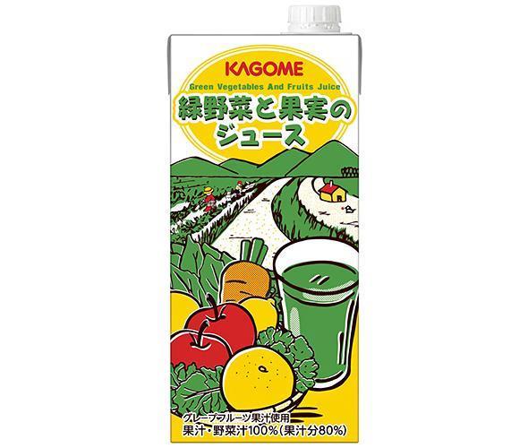 カゴメ 緑野菜と果実のジュース(ホテルレストラン用) 1L紙パック×6本入×(2ケース)｜ 送料無料 野菜 野菜ジュース 果汁 業務用 1000ml 1l