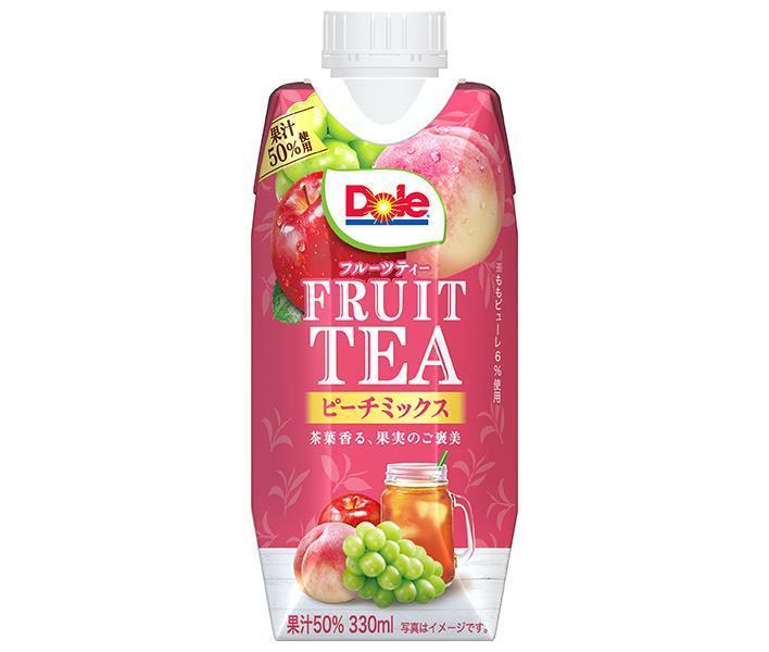 【送料無料・メーカー/問屋直送品・代引不可】雪印メグミルク Dole(ドール) FRUIT TEA(フルーツティー) ピーチミックス 330ml紙パック×12本入×(2ケース)｜ 果汁 ぶどう りんご もも フルーツ 果物 果実