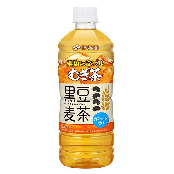 伊藤園 健康ミネラルむぎ茶 黒豆麦茶 650mlペットボトル×24本入×(2ケース)｜ 送料無料 麦茶 PET お茶 カフェインレス ビタミン