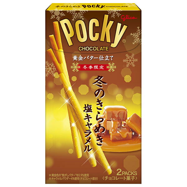江崎グリコ 冬のきらめきポッキー 塩キャラメル 2袋×10個入×(2ケース)｜ 送料無料 お菓子 チョコレート Pocky ポッキー 冬季限定 塩キャラメル キャラメル