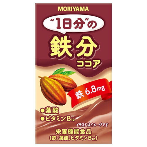 守山乳業 1日分の鉄分 ココア 125ml紙パック×24本入| 送料無料 ココア 紙パック 栄養機能食品