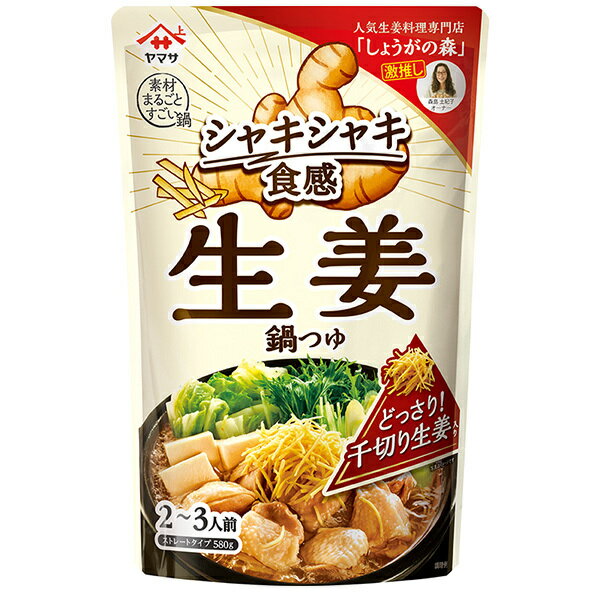 ヤマサ醤油 シャキシャキ食感 生姜鍋つゆ 580gパウチ×12袋入｜ 送料無料 調味料 鍋スープ 鍋つゆのサムネイル