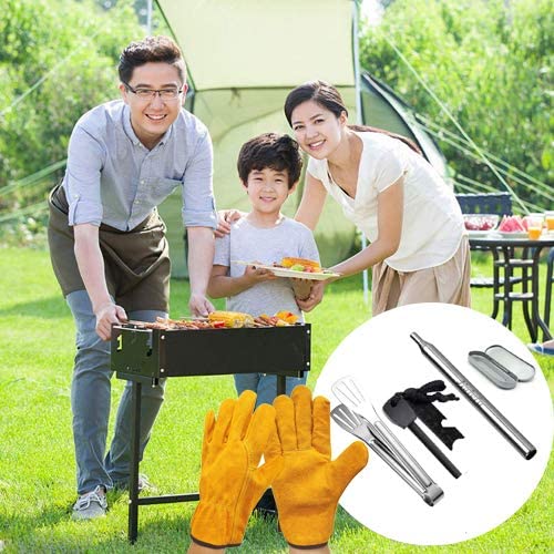 Jialefu　焚き火セット　火吹き棒+火打石+ 万能トング+耐熱手袋　耐火グローブ　バーベキュー用 BBQ ツール セット サバイバルツー ル　キャンプ通販格安セール情報　楽天　通販