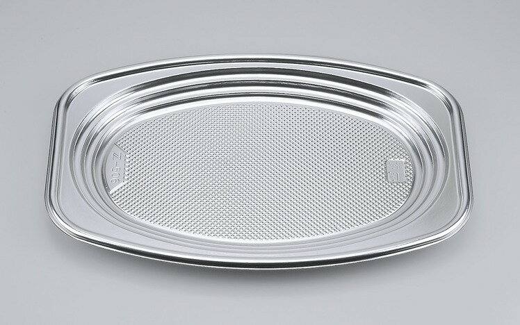 商品情報サイズ・入り数310×210×20mm100枚入り 材質HIPS電子レンジ、オーブン不可オードブル皿 小判　Z506DX 　身（100枚）310×210×20mm　年末　年始　盛皿　楕円形　パーティ　オードブル容器　テイクアウト皿　仕出し　使い捨て　お持ち帰り　銀色皿 銀皿/ オードブル皿 小判Z506DX 身（100枚）310×210×20mm 金属のオードブル皿をイメージした大皿。専用の蓋は別売りです。 パーティーなどの盛皿 プラスチックに内面アルミ蒸着加工したオードブル皿 仕切りがないので盛り付けが自由自在 【在庫がある場合】1〜5日営業日以内に発送します 1