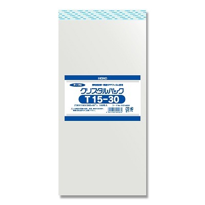 クリスタルパック　T15-30 (100枚入)　テープ付き　ラッピング　透明袋　opp袋　包装