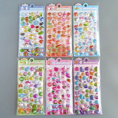 樂天商城 - 暗いところで光る！ぷっくりシールG（1枚） かわいい 立体 3D ぷっくり ぷくぷく ステッカー シール交換 蓄光 シマエナガ ねこ いぬ うさぎ パン 恐竜　★6枚までメール便発送可能