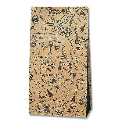 角底袋　ブランチ　No.6（100枚）手書き風ランチ柄　紙袋　マチ付き