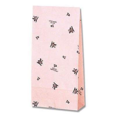 角底袋　ファンシーバッグ　ハッピーベア　SS（100枚）　巾90×マチ50×高175mm　マチ付き紙袋