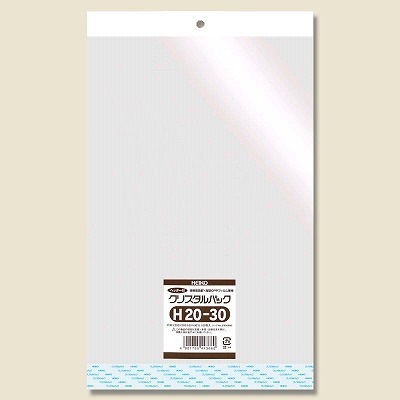 クリスタルパック　H20-30　（100枚入）　ヘッダー・テープ付き　ラッピング　包装　陳列用　透明袋　O..