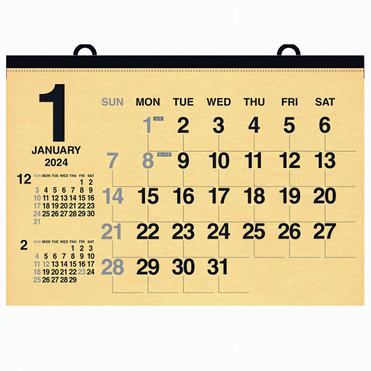 2024年 壁掛カレンダー1月始まりA2 クラフトCK-04