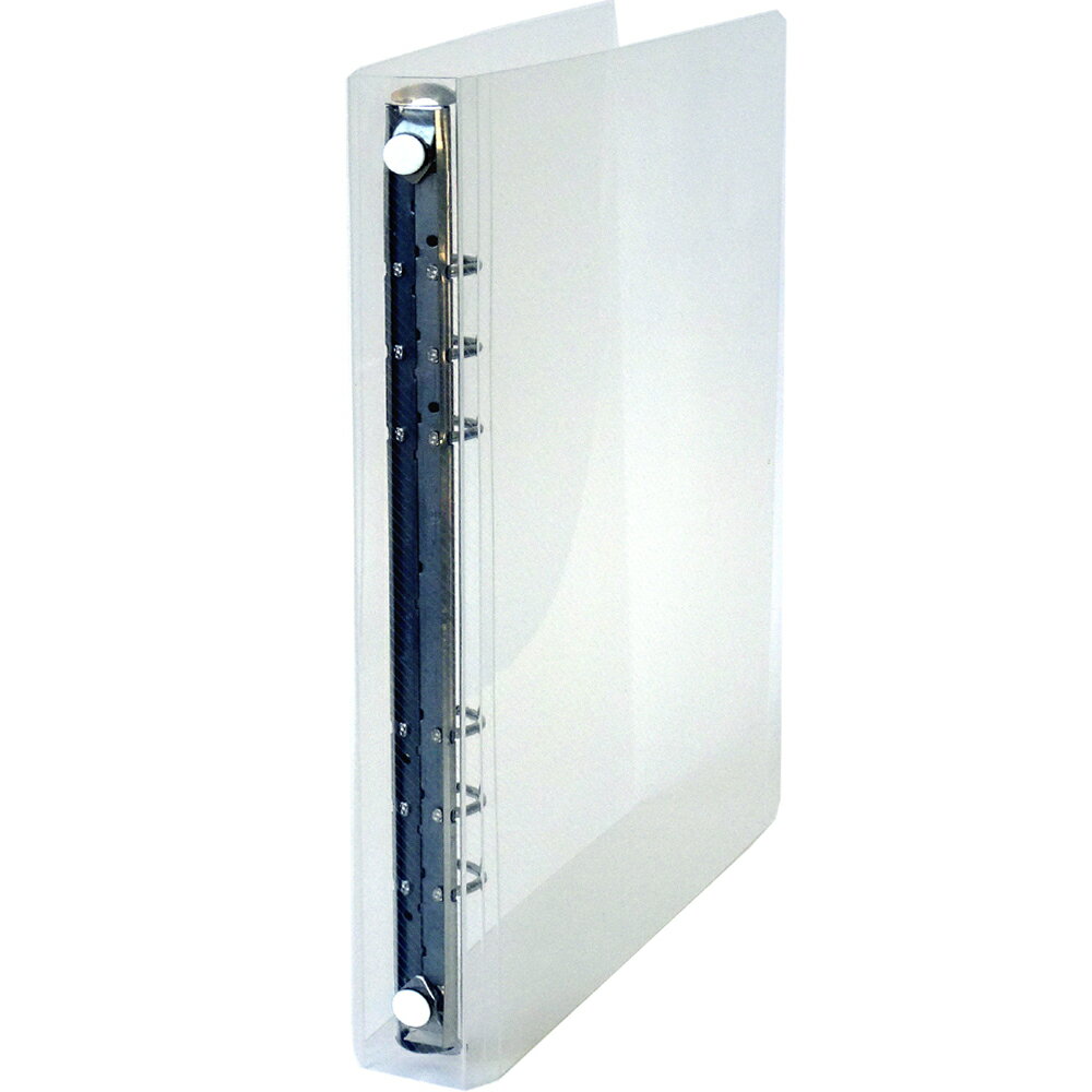 A5 6穴 保存バインダー（細）R-15 透明-ホワイト HB-301-WH