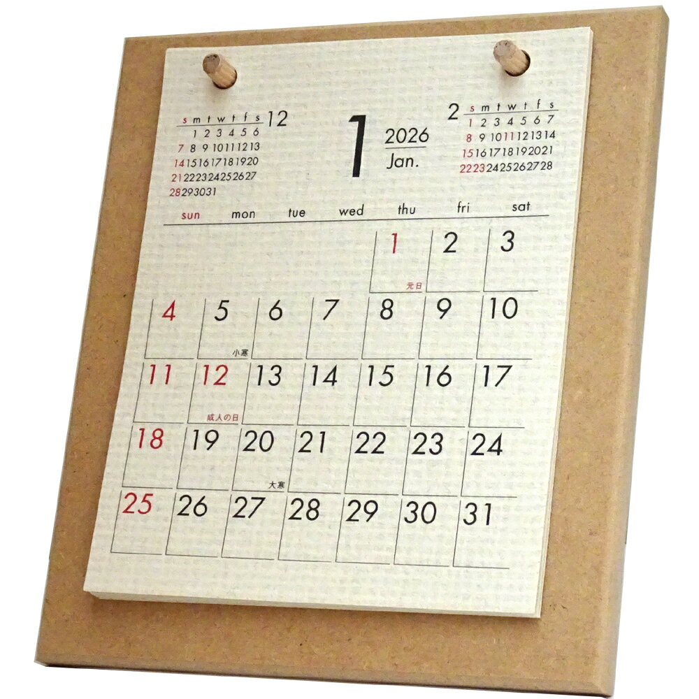 卓上カレンダー【2026年 1月始まり】MDFコットン CT-927