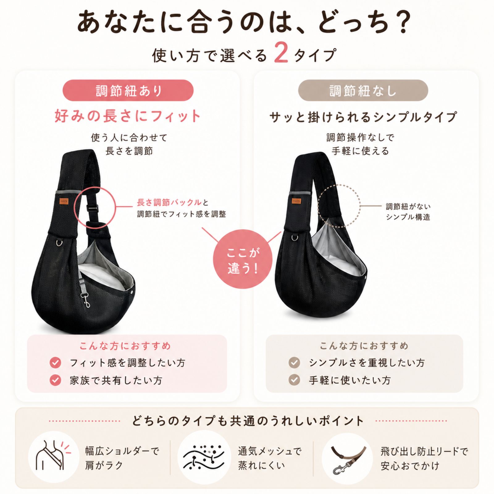 犬 スリング ペットスリング 犬 抱っこ紐 猫 抱っこ紐 小型犬 メッシュ 夏用 ドッグスリング キャリーバッグ 斜めがけ 長さ調節 幅広ショルダー 飛び出し防止 スマホポケット 通気性 軽量 散歩 通院 旅行 防災 避難 2タイプ nquartet-10000012 エヌカルテット サンプル画像2