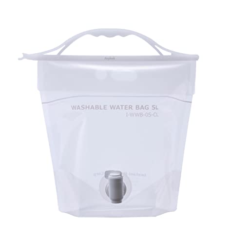 岩谷マテリアル 水タンク ウォッシャブル ウォーターバッグ 5L 透明 WWB-5CL 注ぎやすいコック付き キャンプ レジャー 防災 約37×