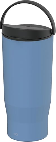 Rakuten - アスベル セラミックタンブラー 水筒 500ml +a 蓋 ハンドル付き 持ち運び可 こぼれない 金属のにおいなし ブルー 食洗器対応 真空断熱