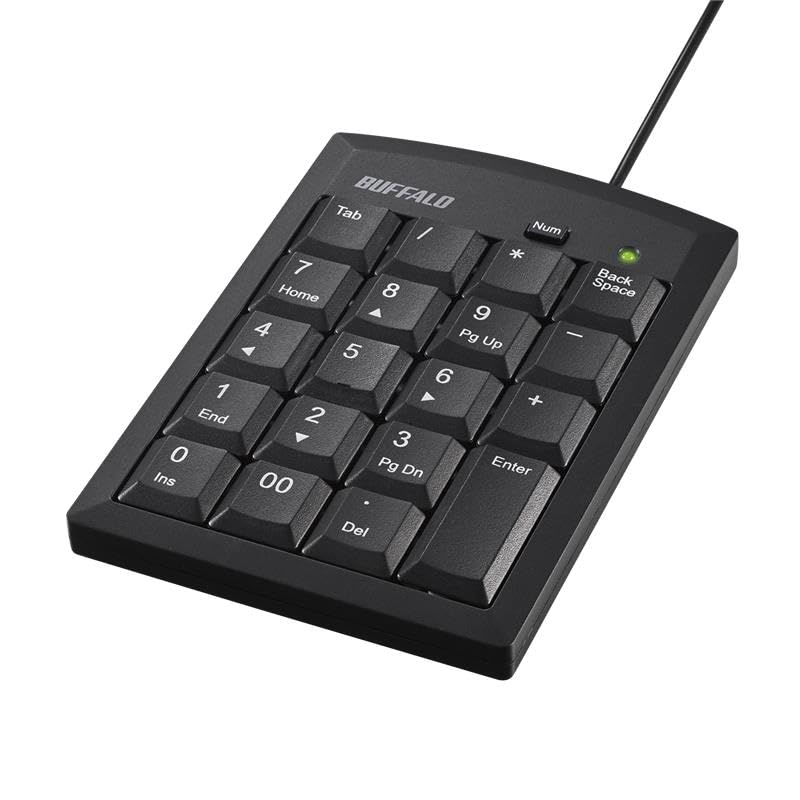 バッファロー テンキー 有線 USB Type-A Tabキー 00キー キーボード 薄型 外付け メンブレン Windows 11 / 10
