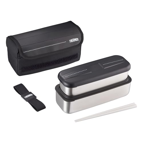 Rakuten - サーモス 弁当箱 ステンレス フレッシュランチボックス 1100ml ドットブラック ハシ付き 断熱構造の保冷ケース付き コンパクト収納 色移り