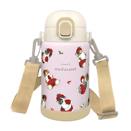 mofusand 真空二重 保冷専用 ステンレスボトル 700ml いちごにゃん ロックカバー ショルダーストラップ付き 保冷6時間 直飲み