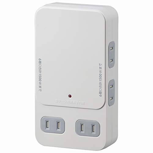 オーム電機 電源タップ 6口拡張コンセント コンセント6個口 雷ガード 増設用壁タップ ホワイト HS-AK6B-W 00-1403 OHM