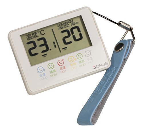 GRUS(グルス) デジタル温湿度計 室内 屋外 携帯用 ホワイト GRS102-01