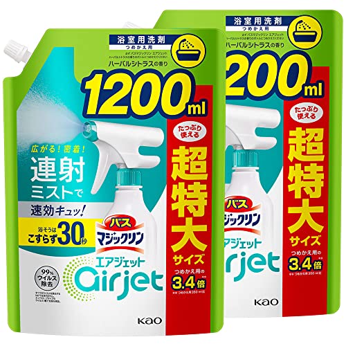 まとめ買いマジックリン バスマジックリンエアジェット ハーバルシトラス 大容量 詰め替え 1200ml 2個