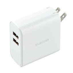 エレコム 充電器 USB コンセント 合計24W 2ポート USB-A 折りたたみ式プラグ 2台同時充電 おまかせ充電対応 iPhone SE