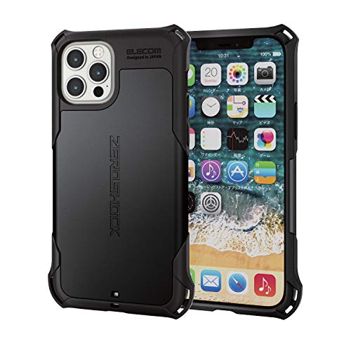 エレコム iPhone 12 / 12 Pro ケース Qi充電対応 ハイブリッド ZEROSHOCK 耐衝撃 スタンダード ブラック PM-A
