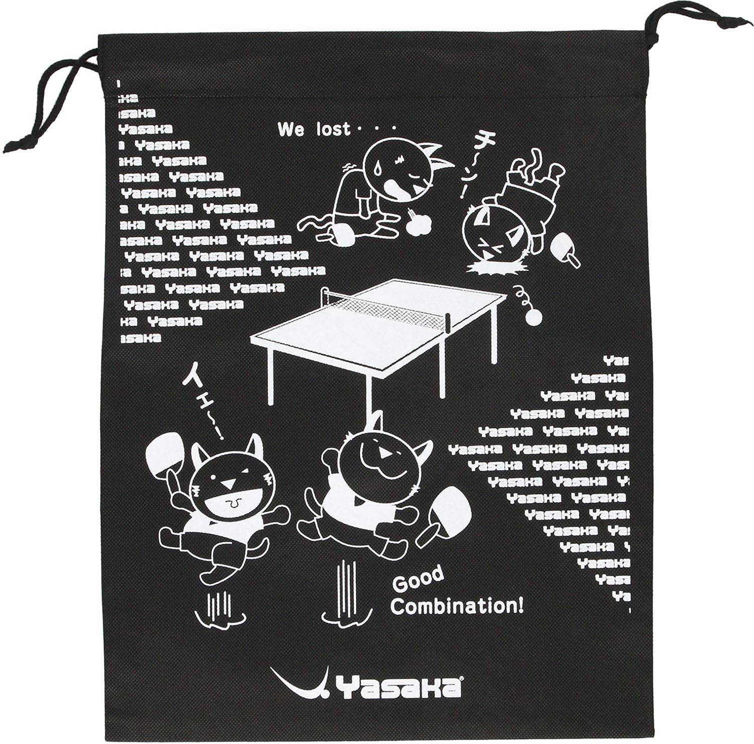 [YASAKA] 卓球 シューズバッグ ニャンコシューズ袋4 ブラック