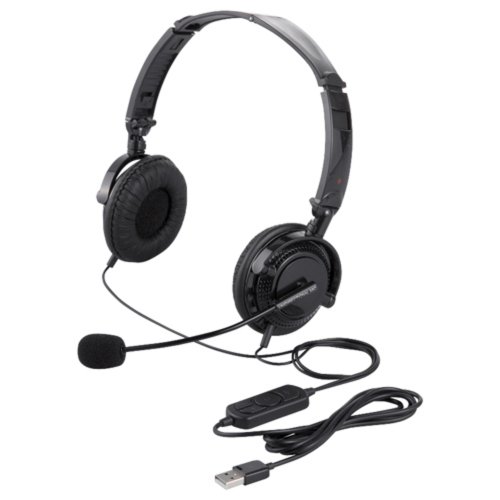 バッファロー BUFFALO 両耳ヘッドバンド式ヘッドセット USB接続/折りたたみタイプ ブラック BSHSUH13BK